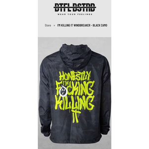 BTFL BSTRD Mens Small I'M KILLING IT WINDBREAKER - BLACK CAMO